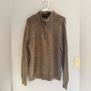 Eddie Bauer Men’s Brown Knit 1/4 Zip Pullover Sweater SZ M Mock Neck Preppy Fall